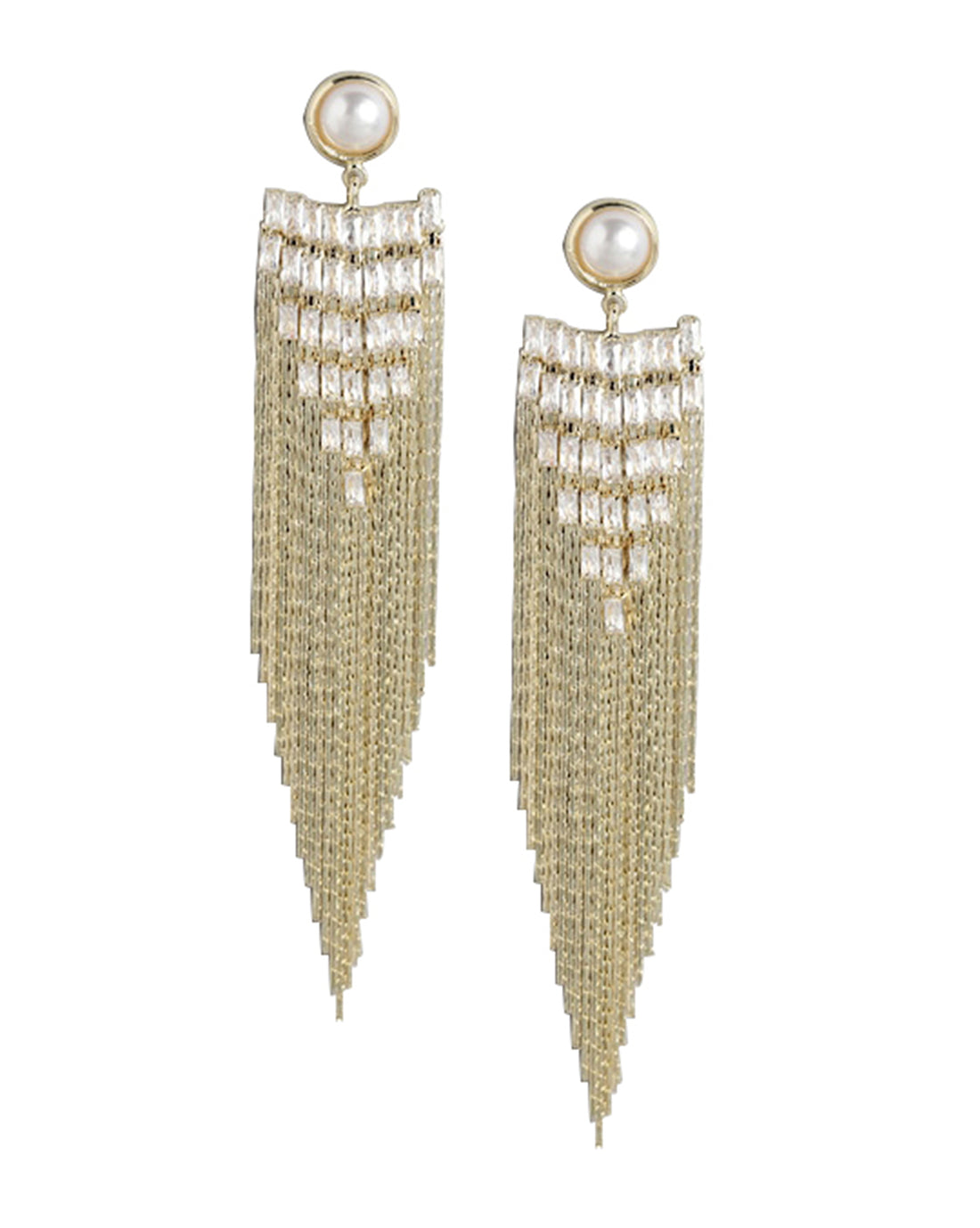 Premium Gold Plated Cz Tassle Drop Earring For Women