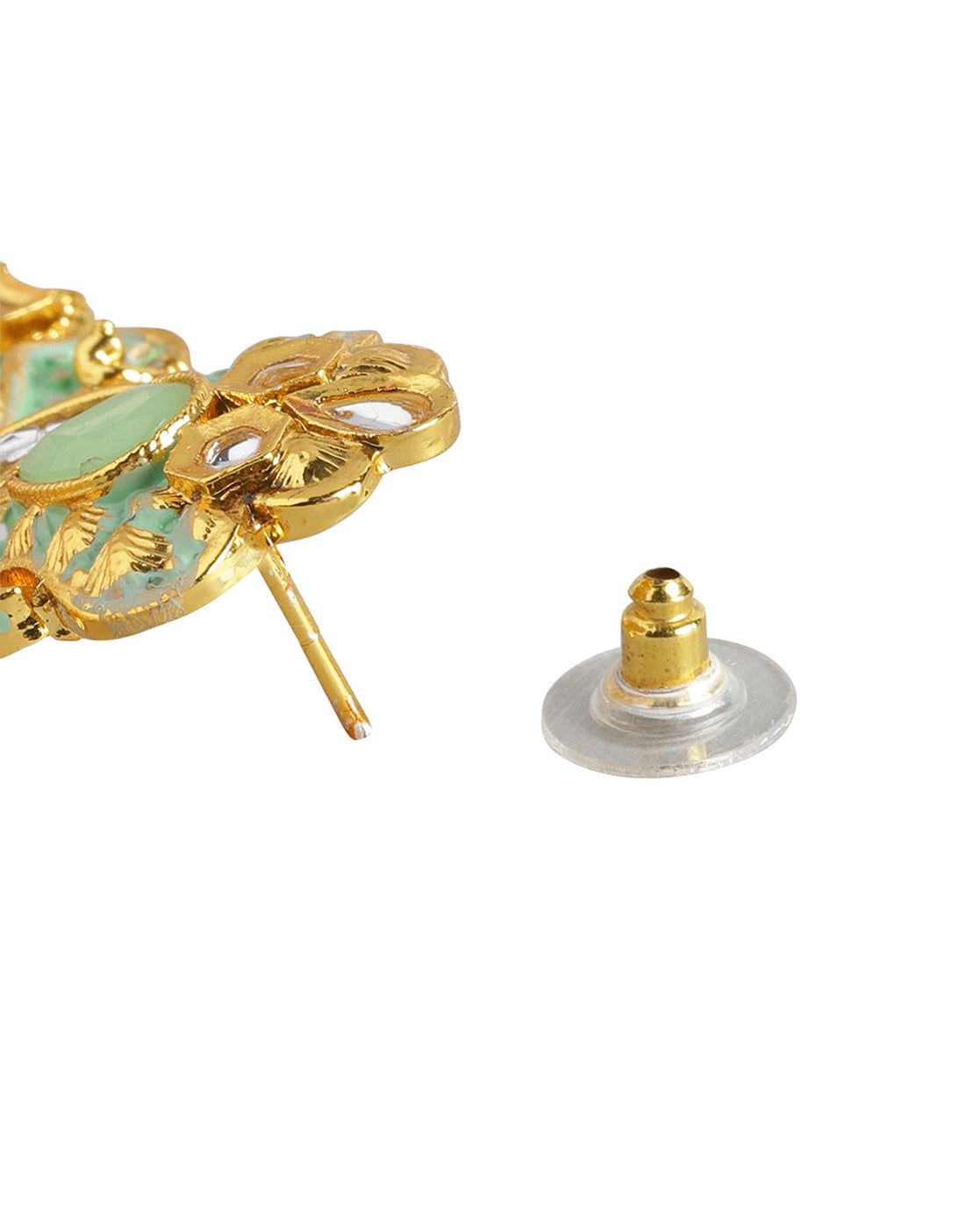 Gold Plated Pearl Enamel Chandelier Jhumka Earring For Women