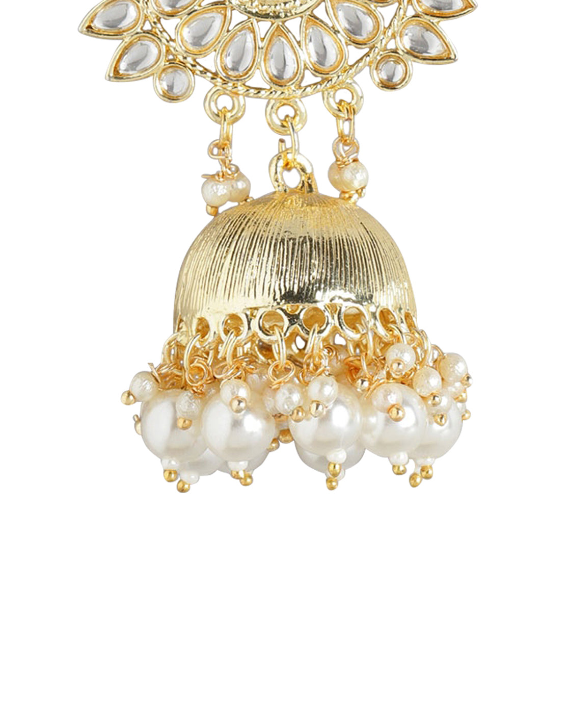 Gold Plated Pearl Enamel Jhumka Earring For Women