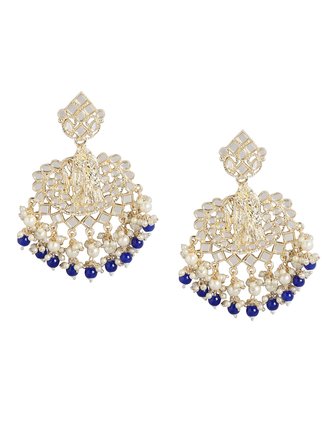 Gold Plated Dangling Pearl Chandelier Jhumka Earring For Women