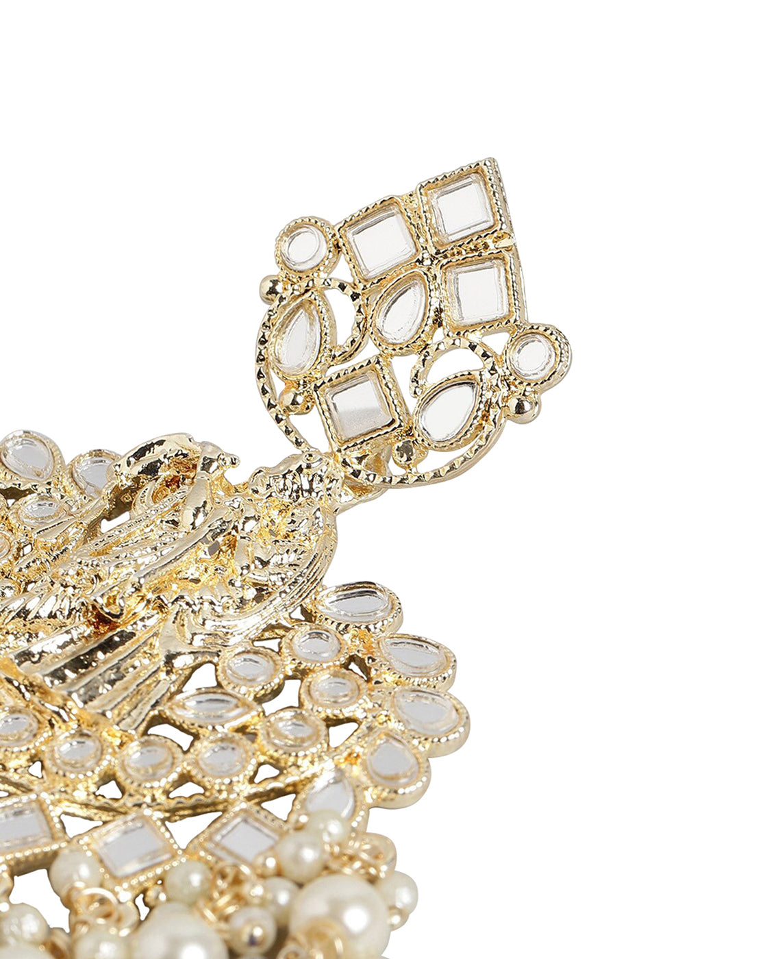 Gold Plated Dangling Pearl Chandelier Jhumka Earring For Women