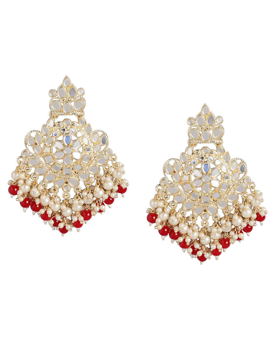 Gold Plated Dangling Pearl Chandelier Jhumka Earring For Women