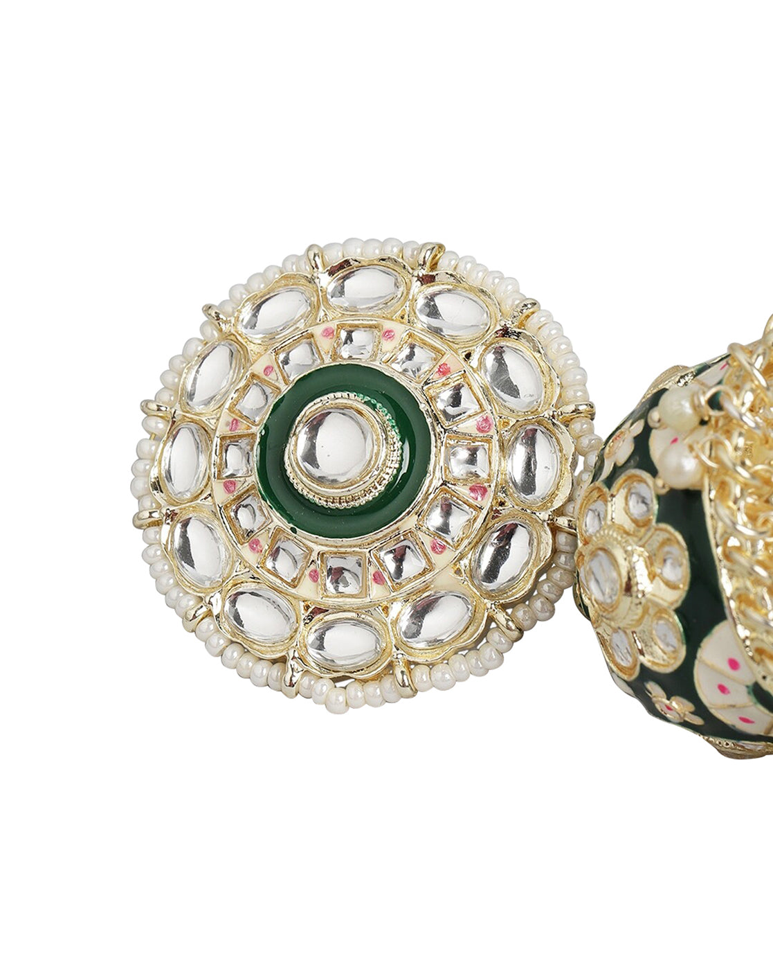 Gold Plated Pearl Enamel Jhumka Earring For Women