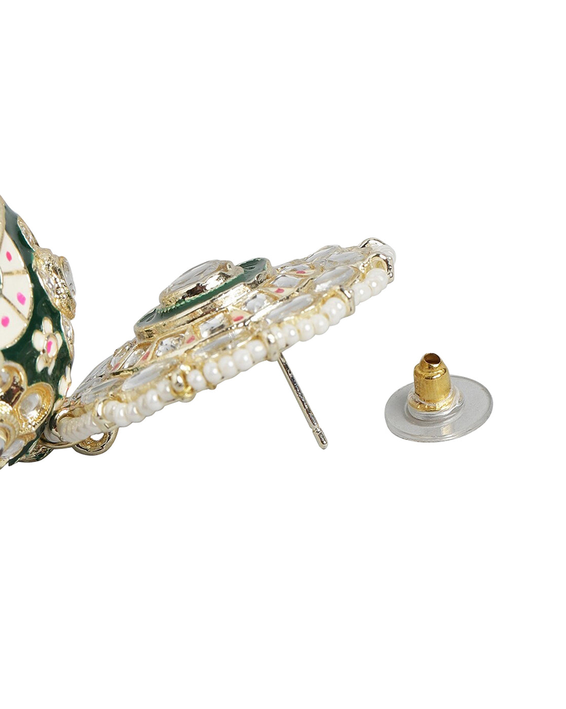 Gold Plated Pearl Enamel Jhumka Earring For Women