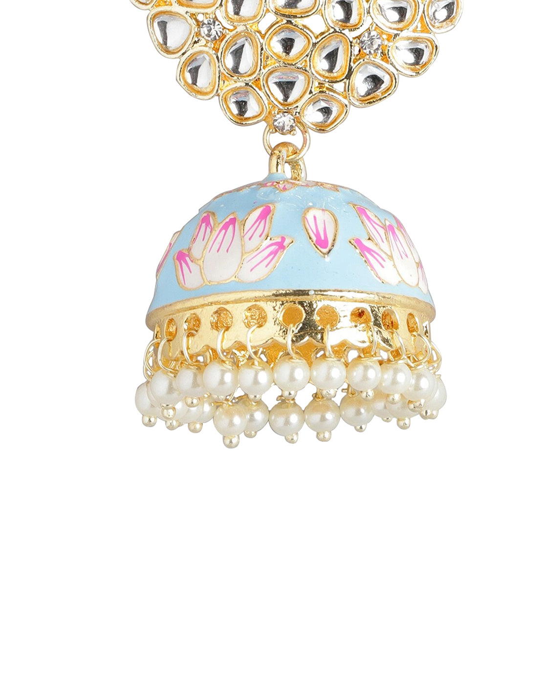 Gold Plated Pearl Enamel Jhumka Earring For Women