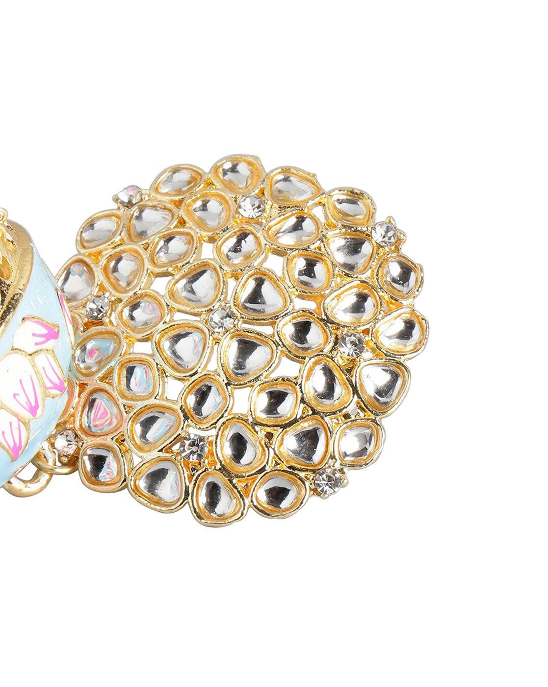 Gold Plated Pearl Enamel Jhumka Earring For Women