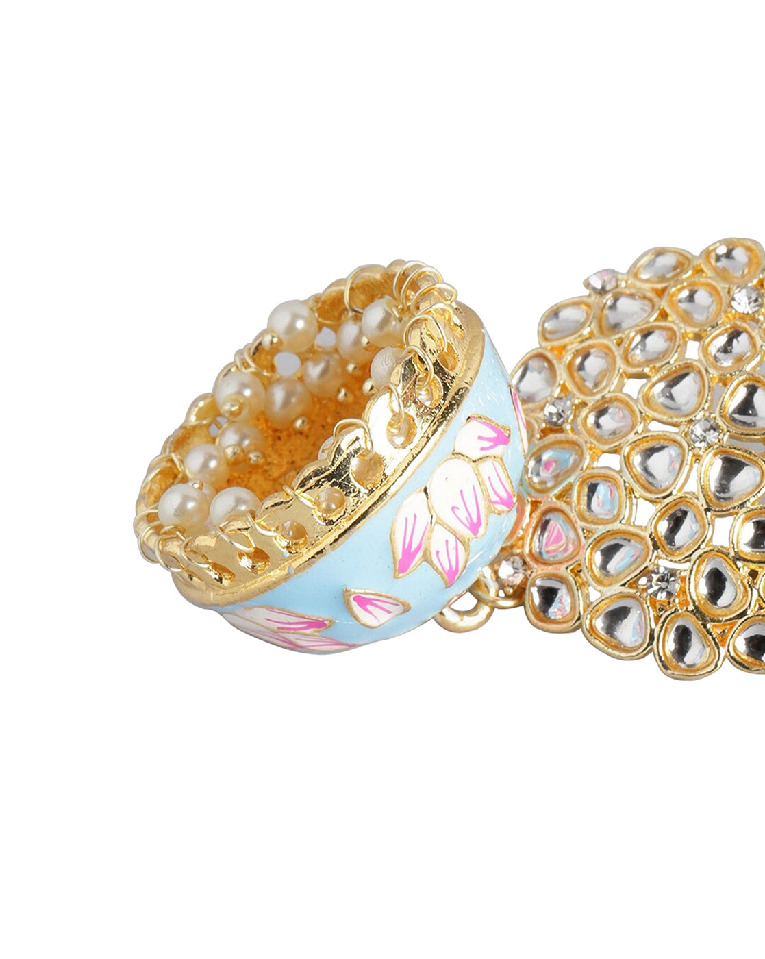 Gold Plated Pearl Enamel Jhumka Earring For Women