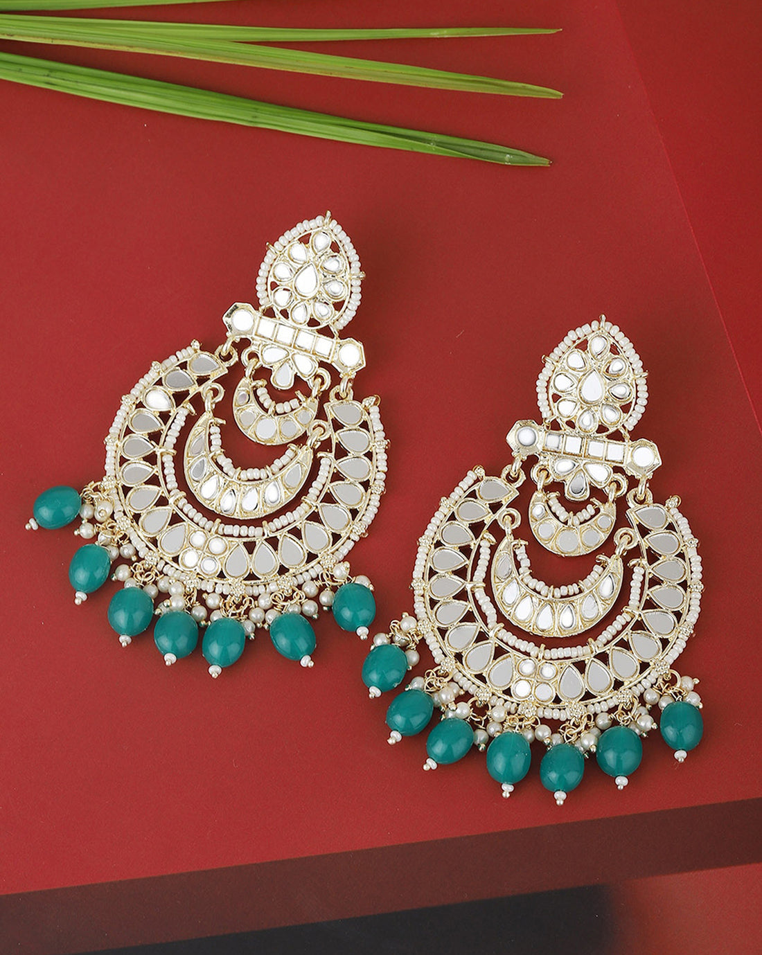 Gold Plated Dangling Pearl Chandelier Jhumka Earring For Women