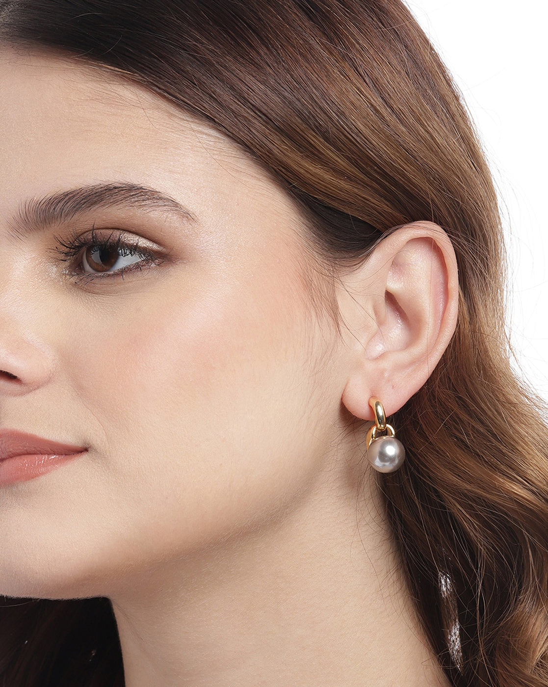 Gold Plated with Hanging Pearl Drop Earring for women