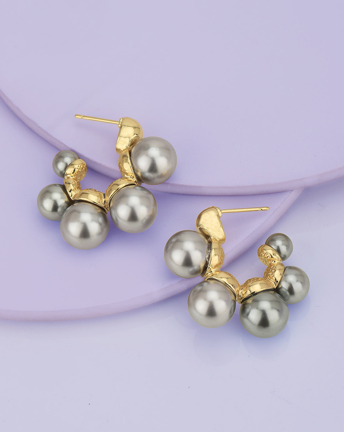 Premium Gold Plated with Pearl Half Hoop Earring for women