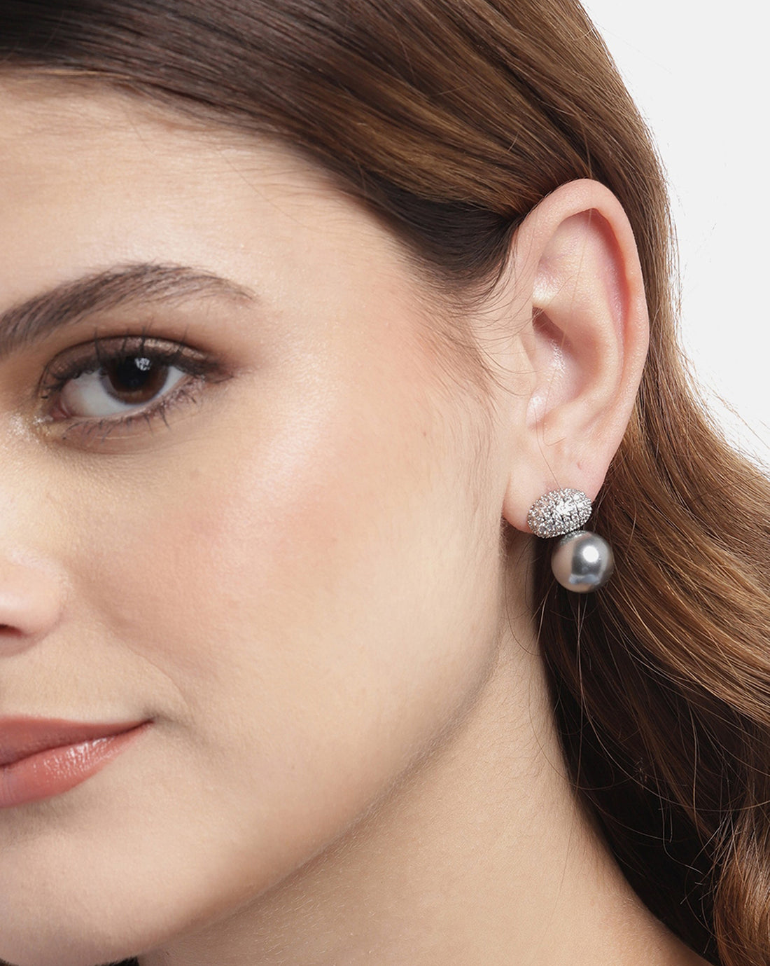 Gold Plated Hanging Pearl Hoop Earring for women