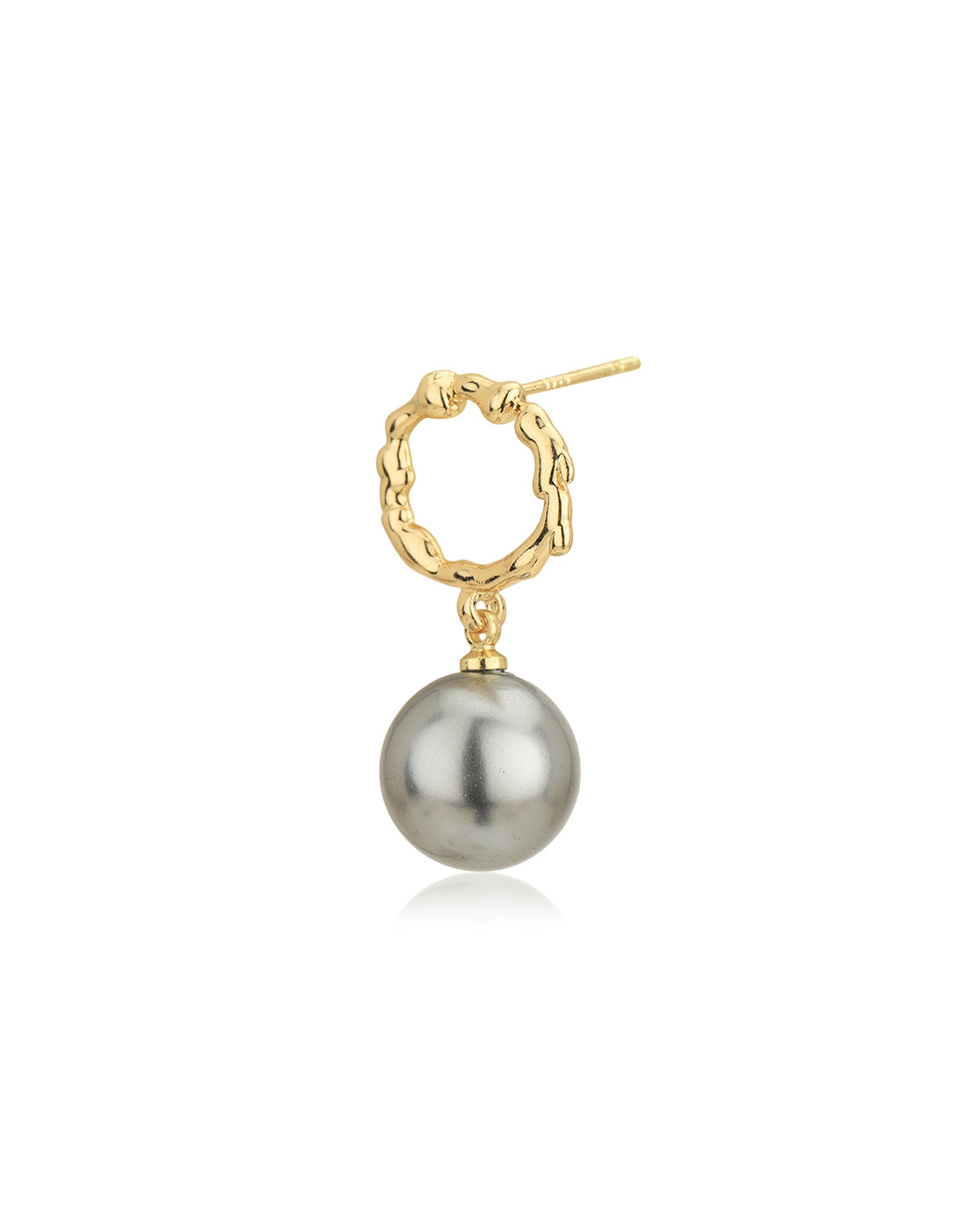 Gold Plated Hanging Pearl Hoop Earring for women