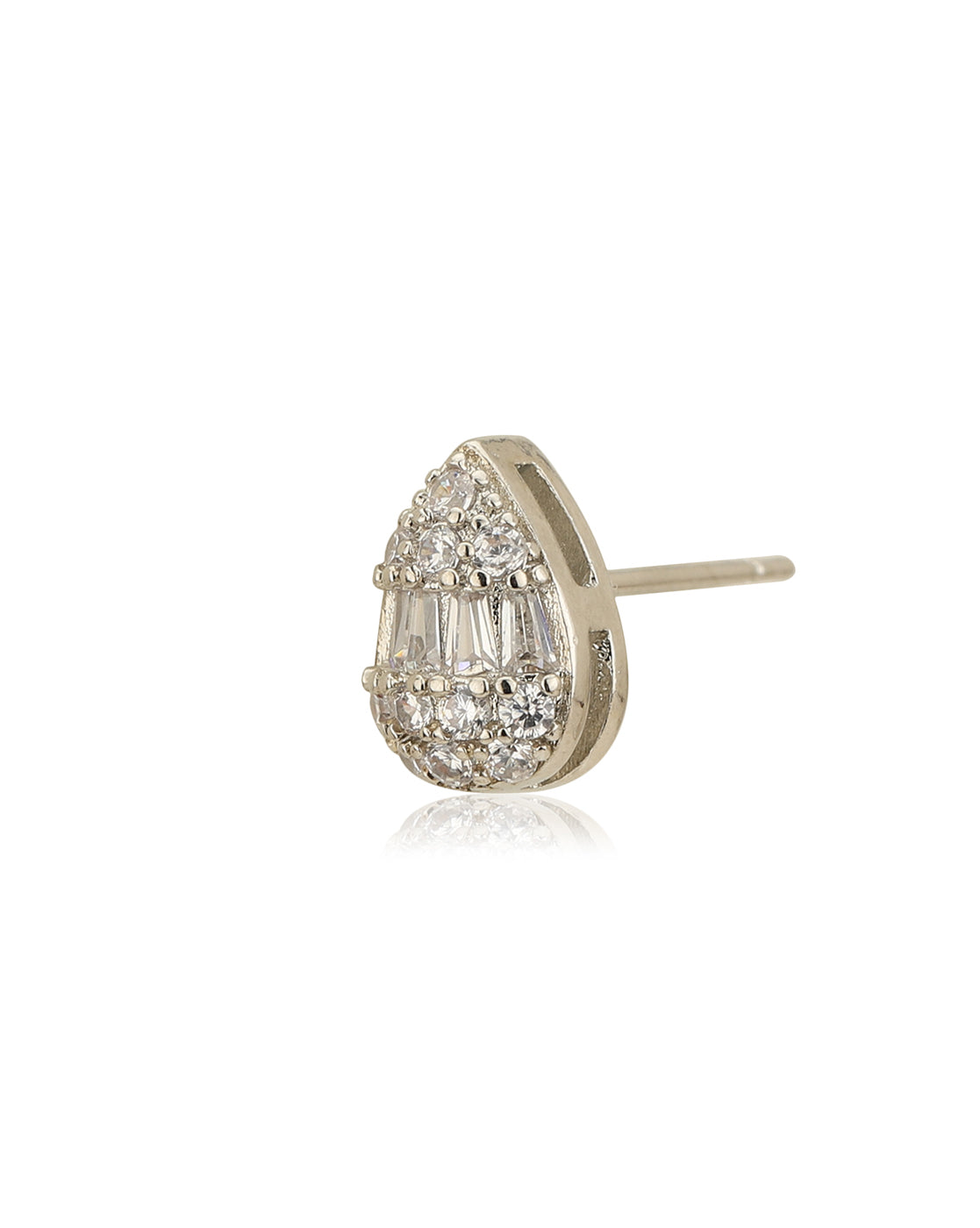 Silver Plated CZ Tear Drop Stud Earring for women