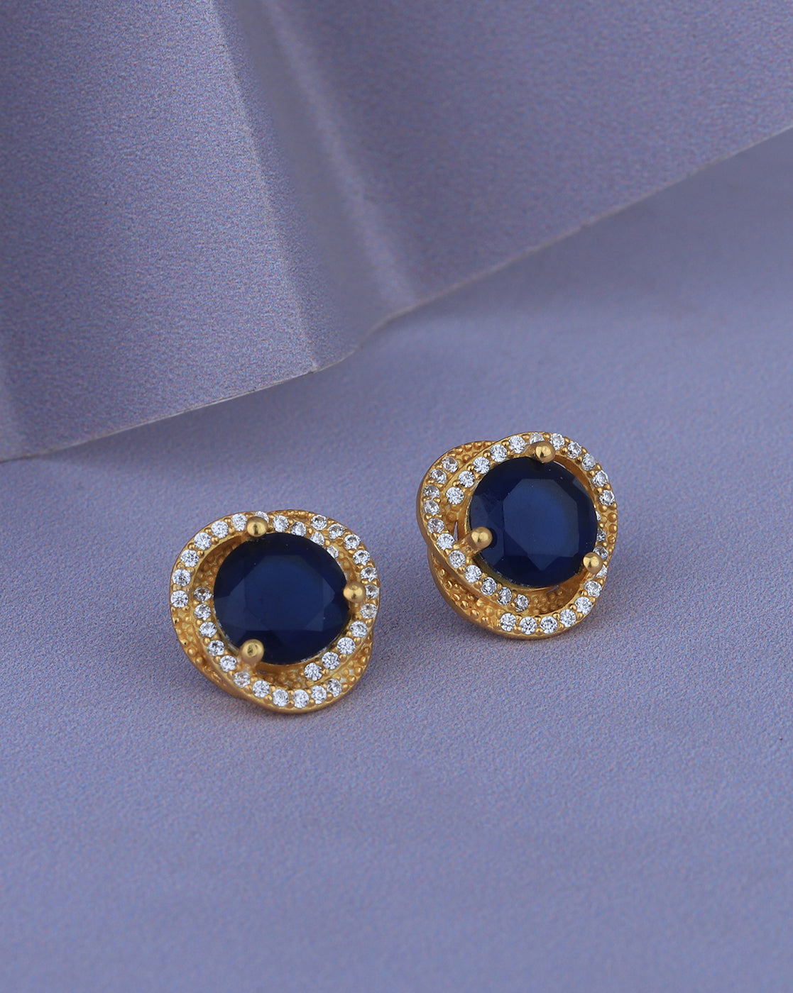18kt Gold Plated with CZ Contemporary Stud Earring for women