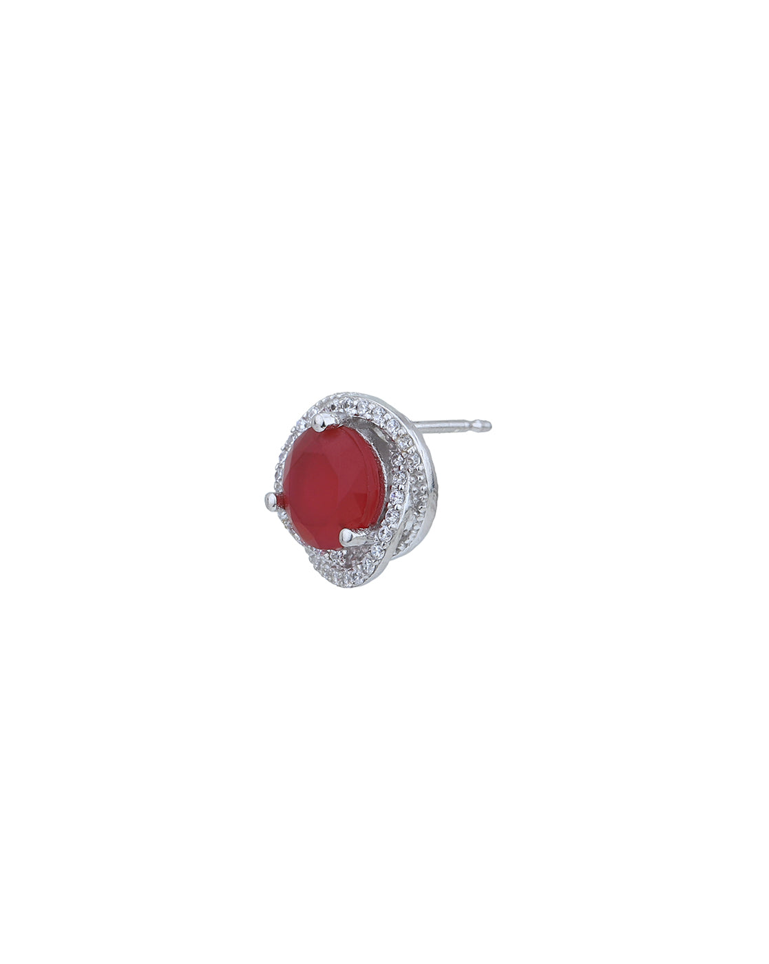 Rhodium Plated with CZ Contemporary Stud Earring for women