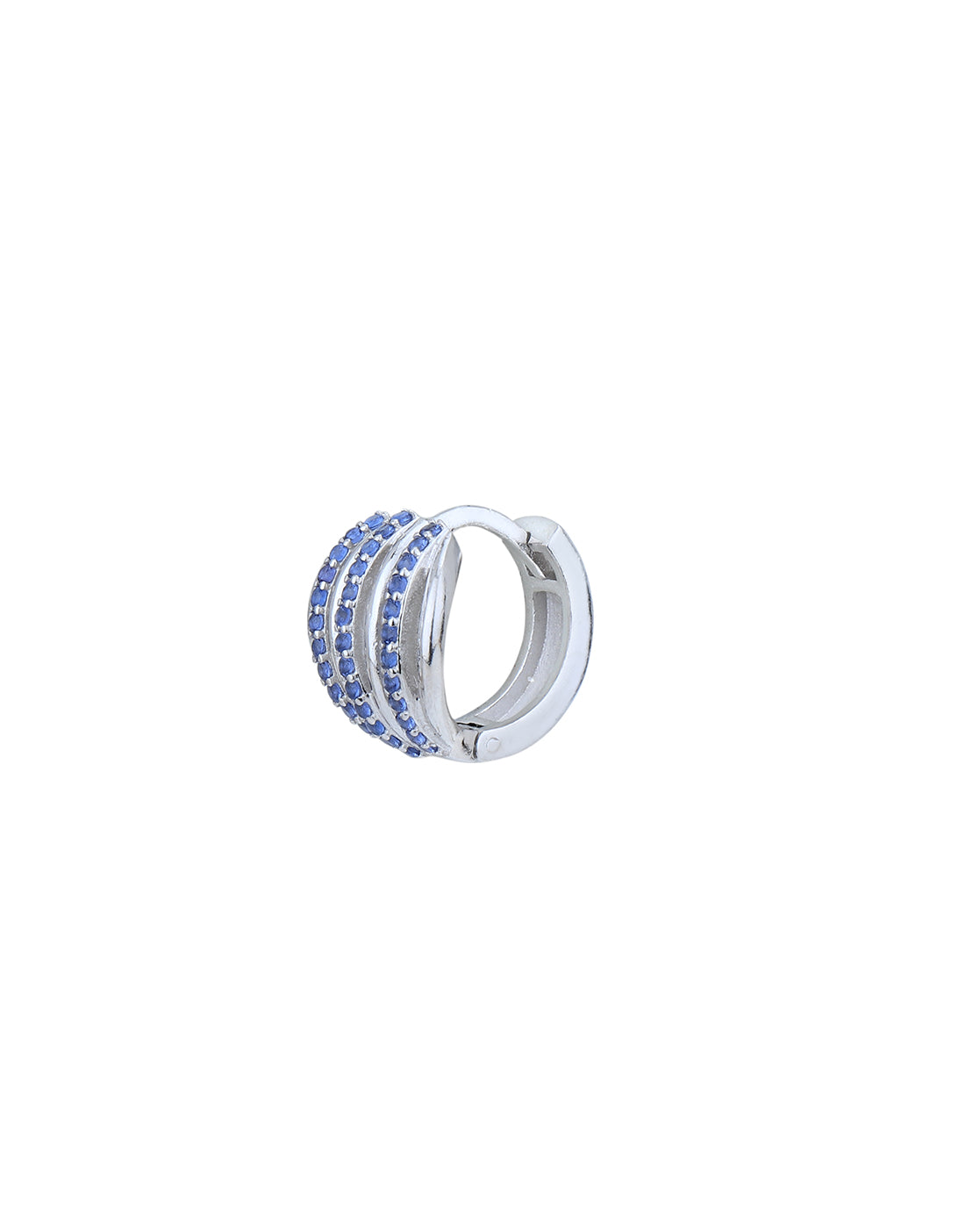 Rhodium Plated with CZ Circular Fancy Hoop Earring for women