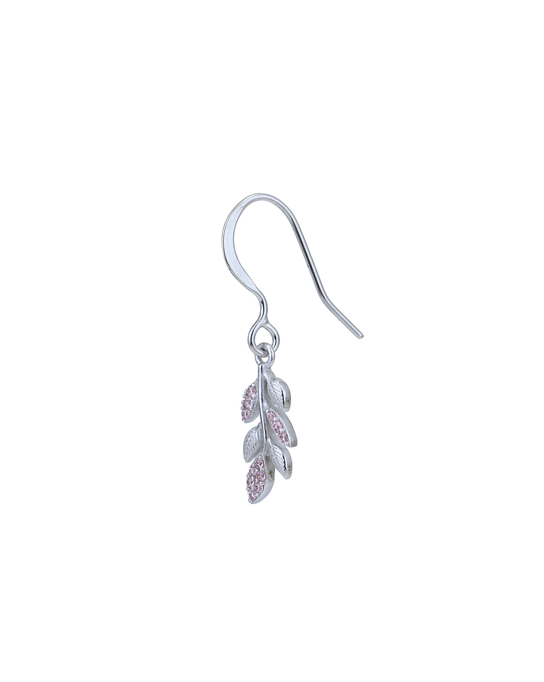 Rhodium Plated with CZ Leaf Fancy Drop Earring for women