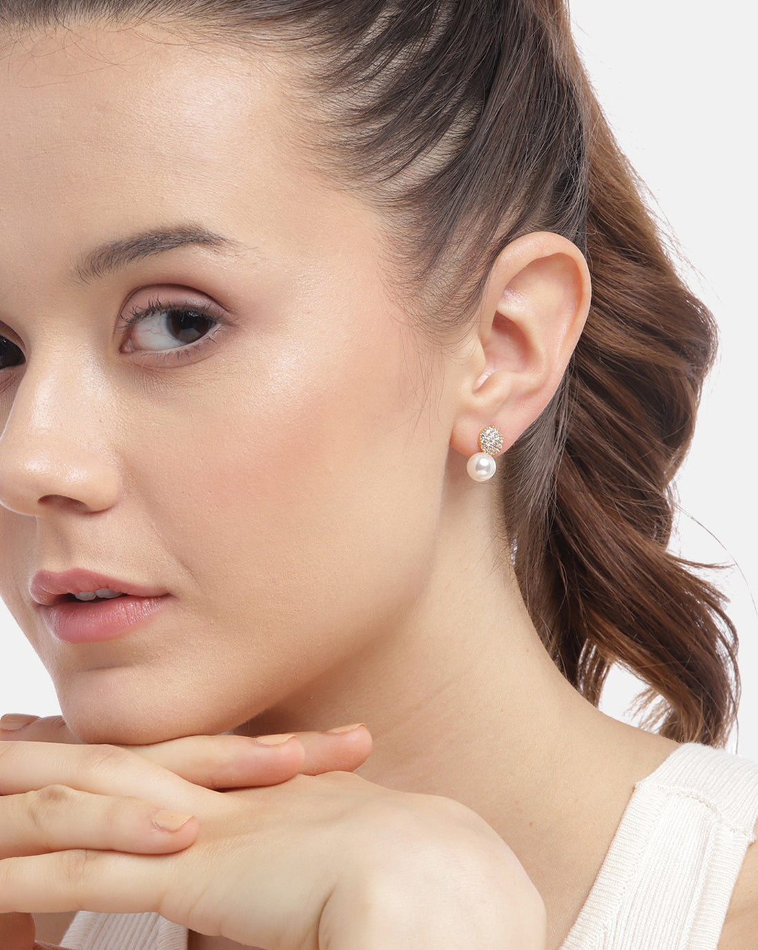 18kt Gold Plated with CZ Drop Earring for women