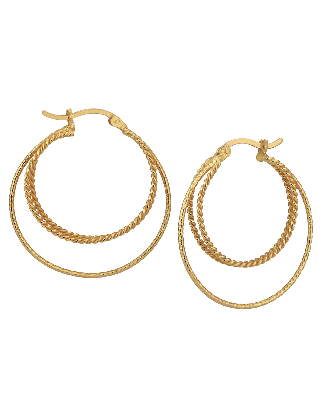 18kt Gold Plated Triple Bar Hoop Earring for women