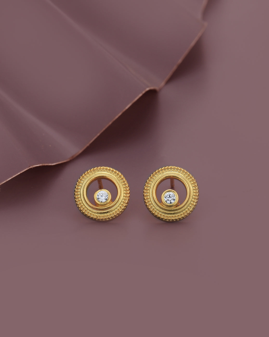 18kt Gold Plated with CZ Circular Stud Earring for women