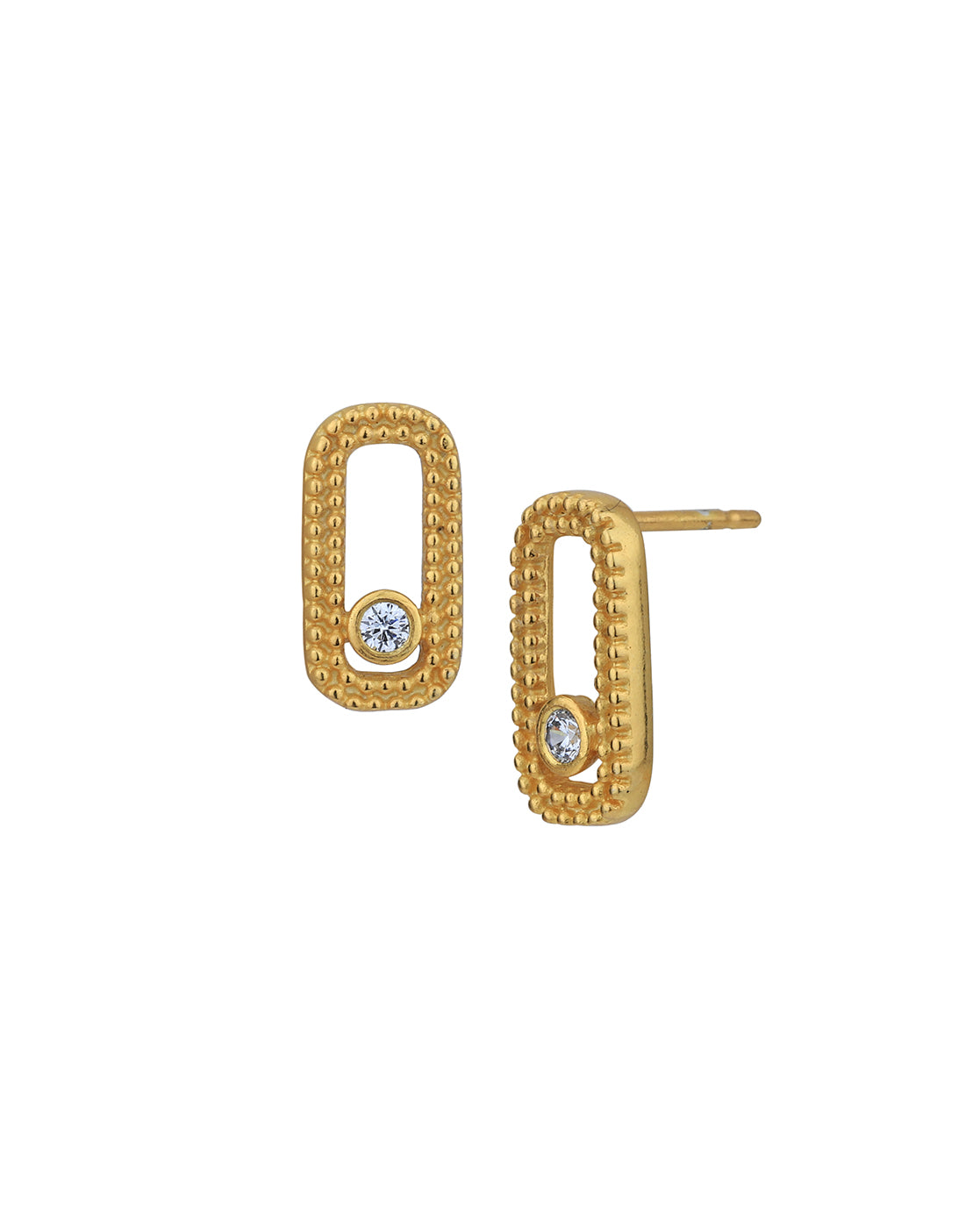 18kt Gold Plated with CZ Contemporary Stud Earring for women