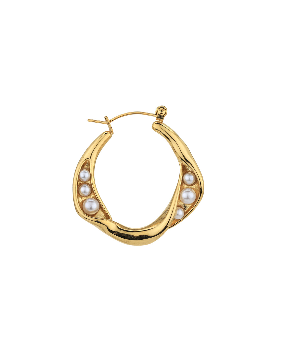 Gold Plated with Pearl Contemporary Hoop Earring for women