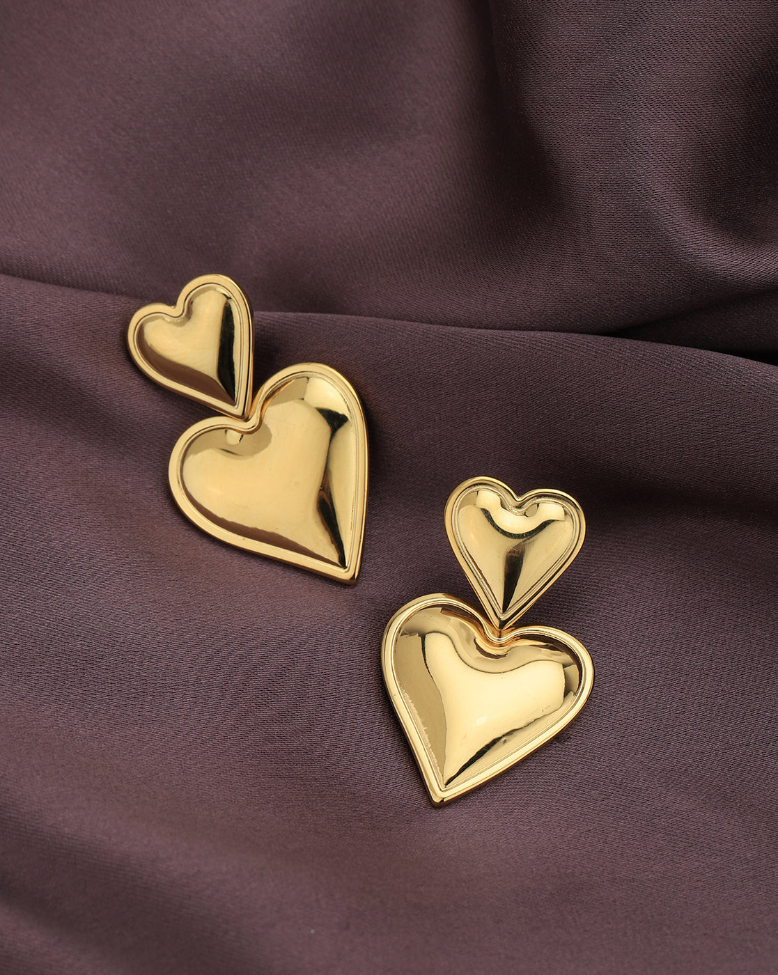 Gold Plated Dangling Heart Drop Earring for women