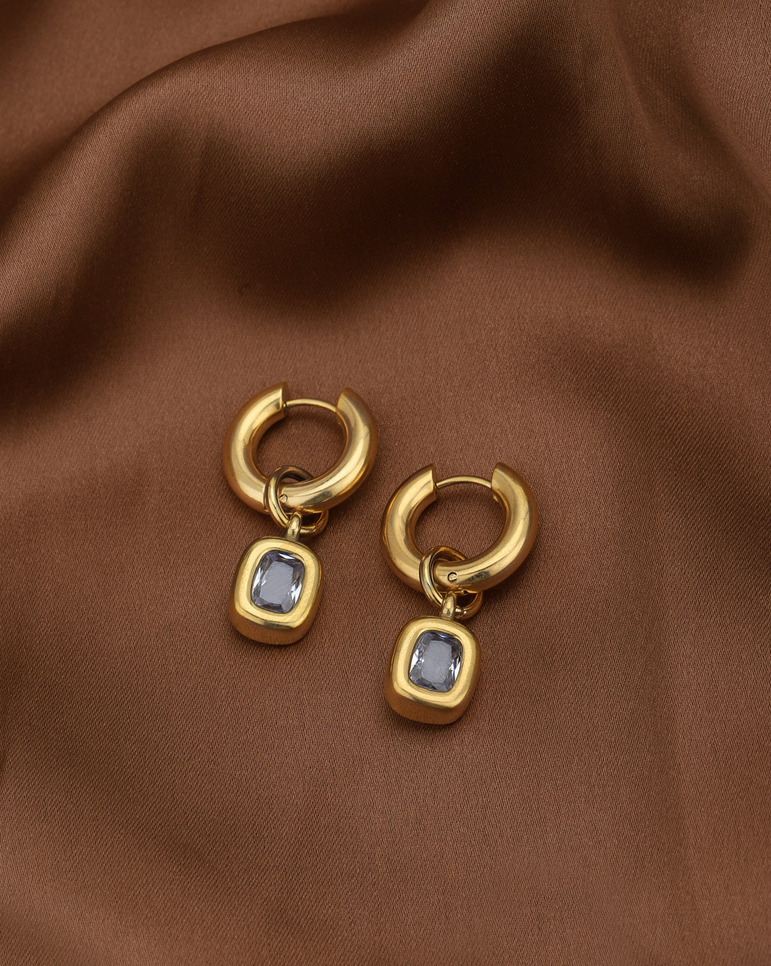 Gold Plated Dangling CZ Hoop Earring for women