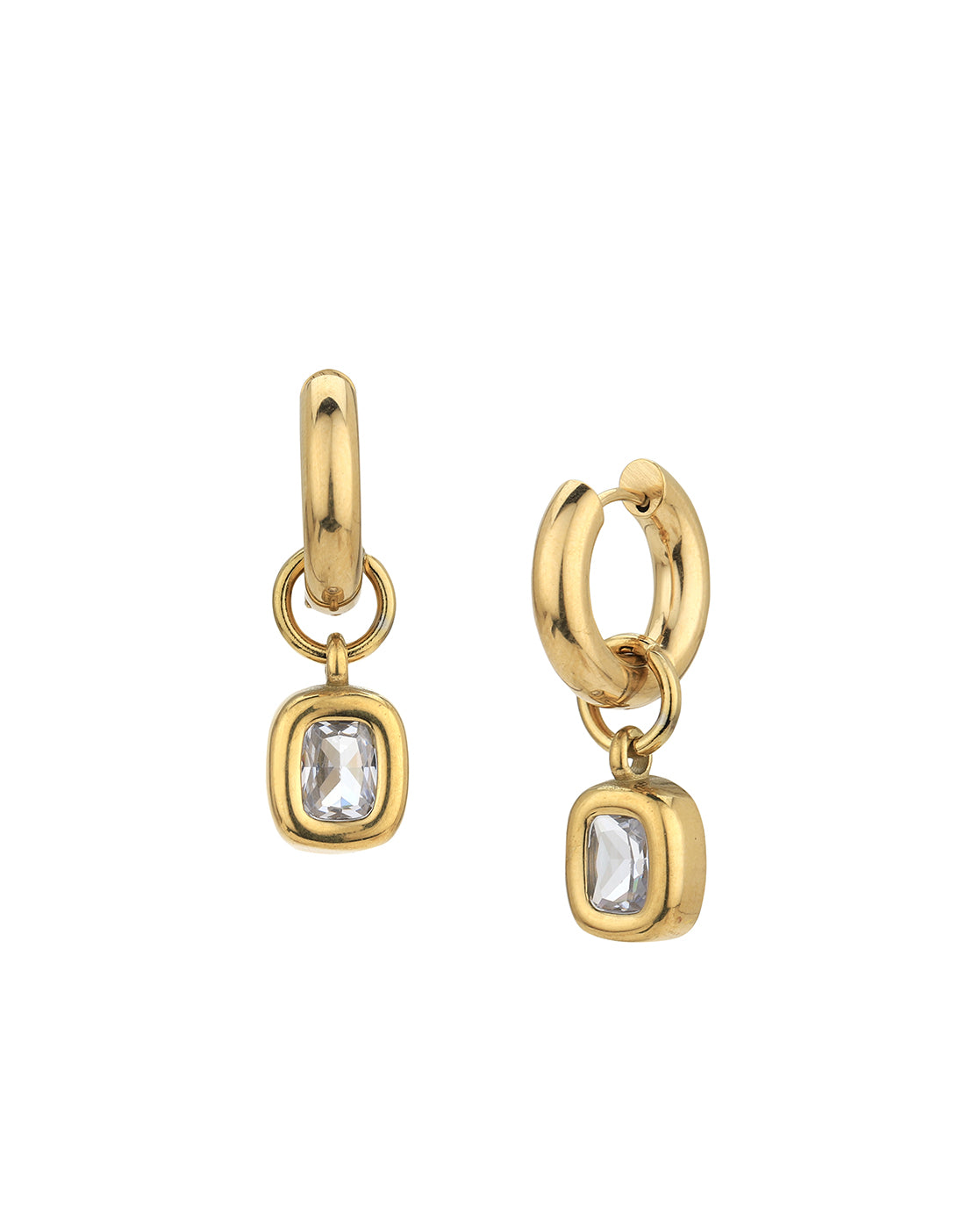 Gold Plated Dangling CZ Hoop Earring for women