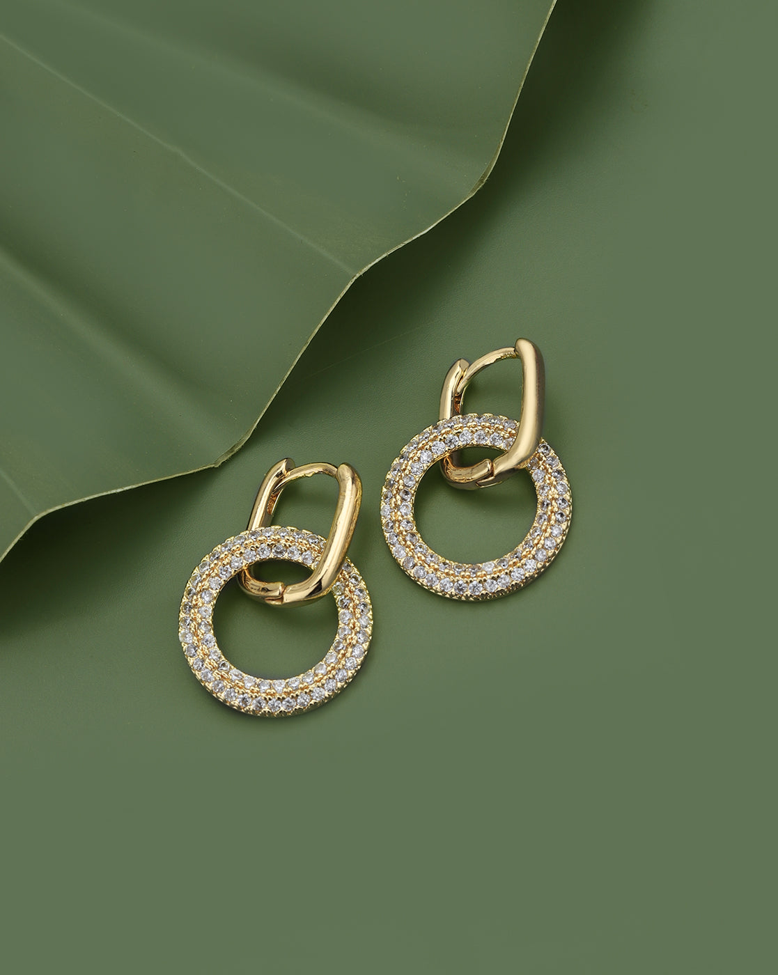 Gold Plated with CZ Circular Drop Earring for women