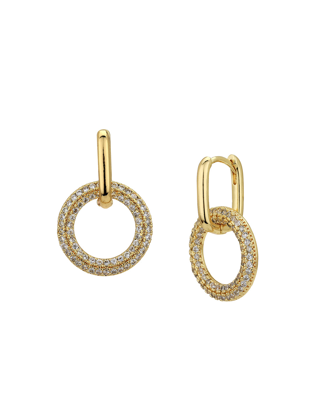 Gold Plated with CZ Circular Drop Earring for women