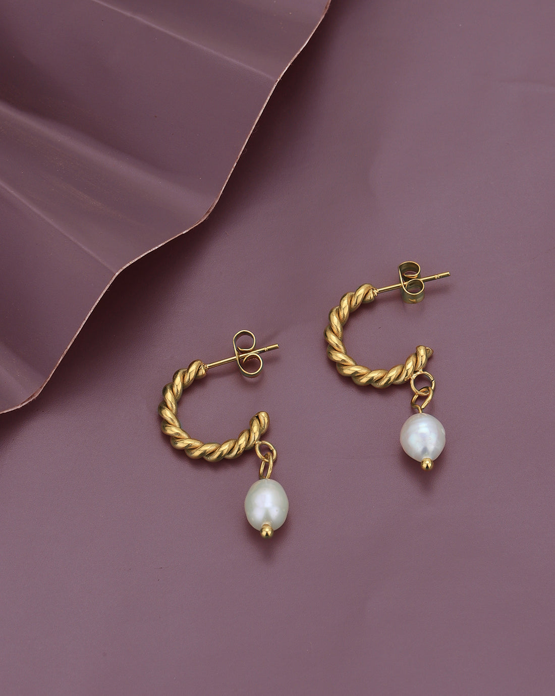 Gold Plated Dangling Pearl Drop Earring for women