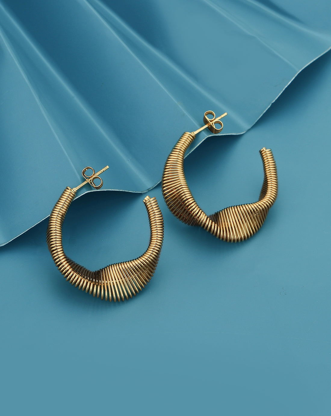 Gold Plated Contemporary Half Hoop Earring for women