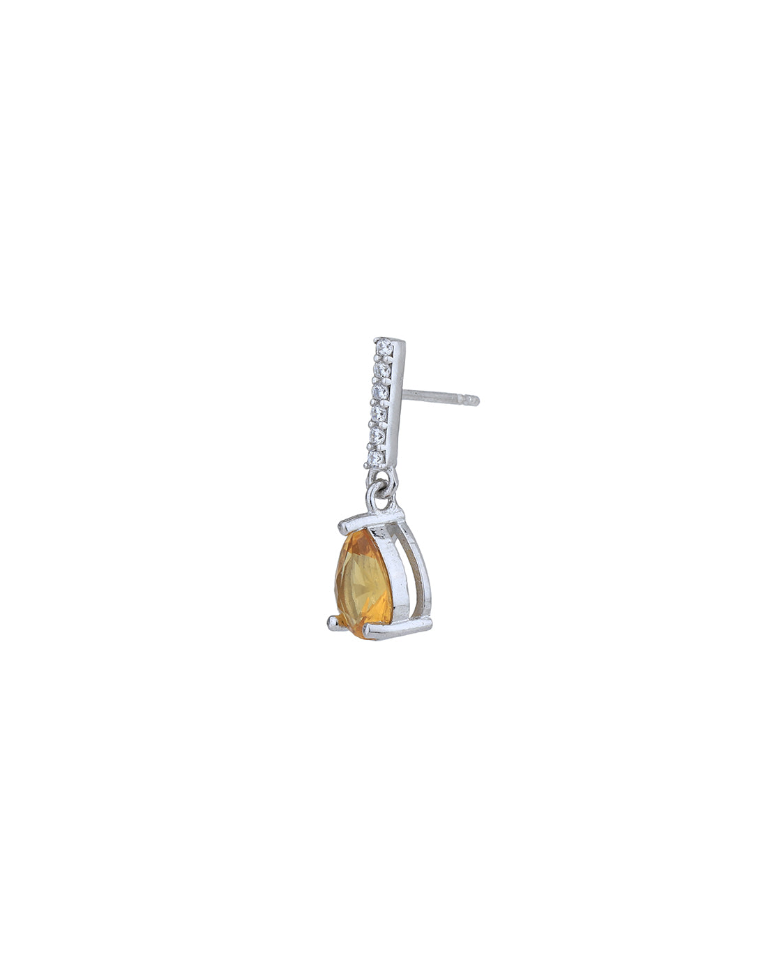 Rhodium Plated with Dangling Solitaire Drop Earring for women