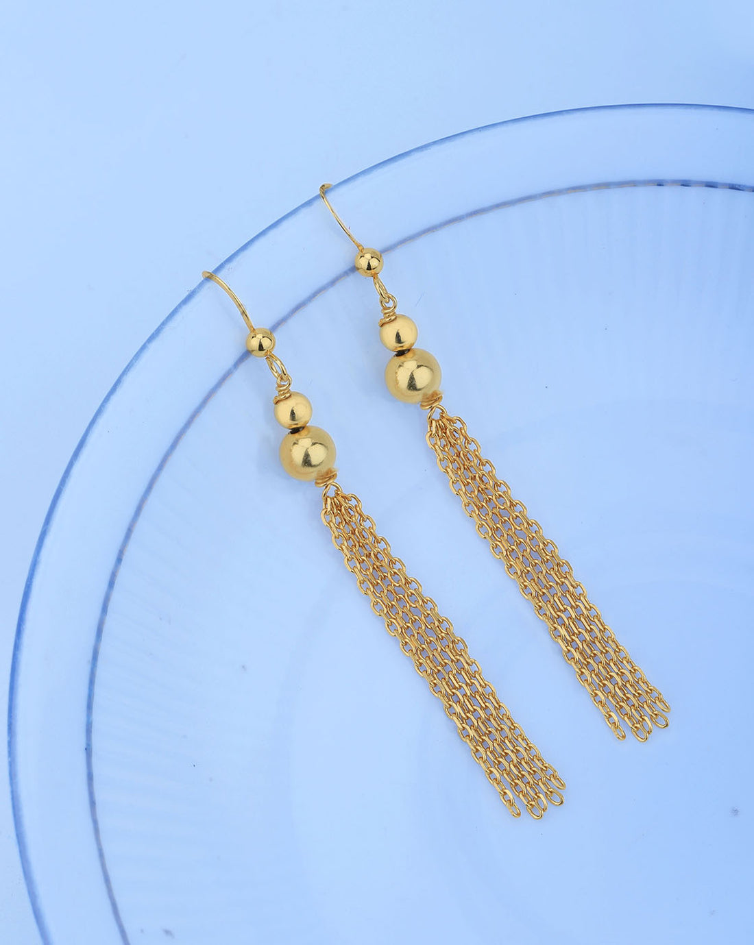 18kt Gold Plated Dangling Chain Contemporary Drop Earring for women