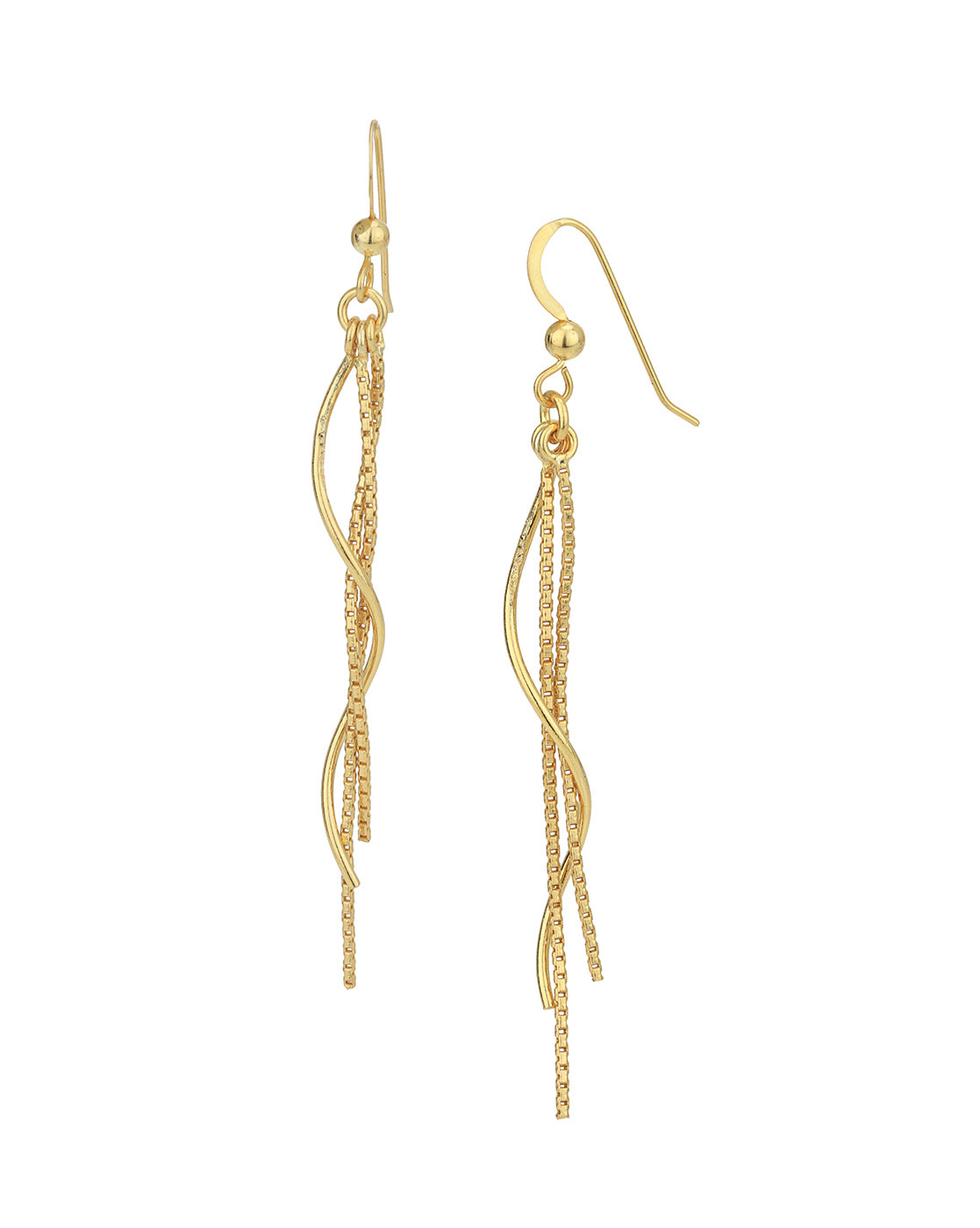 18kt Gold Plated Dangling Bar with Chain Fancy Drop Earring for women