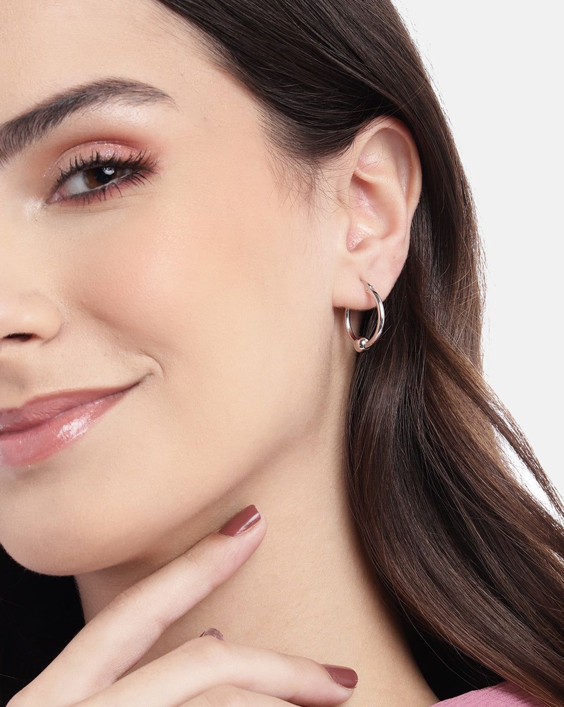 Rhodium Plated Circular Hoop Earring for women