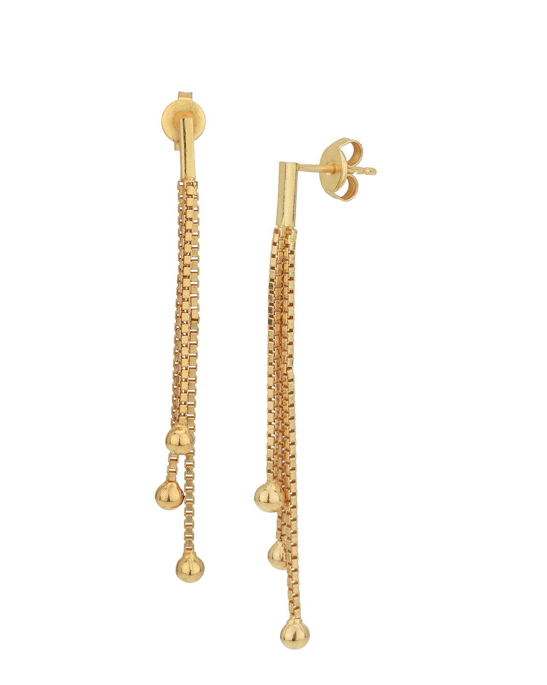18kt Gold Plated Dangling Chain Contemporary Drop Earring for women