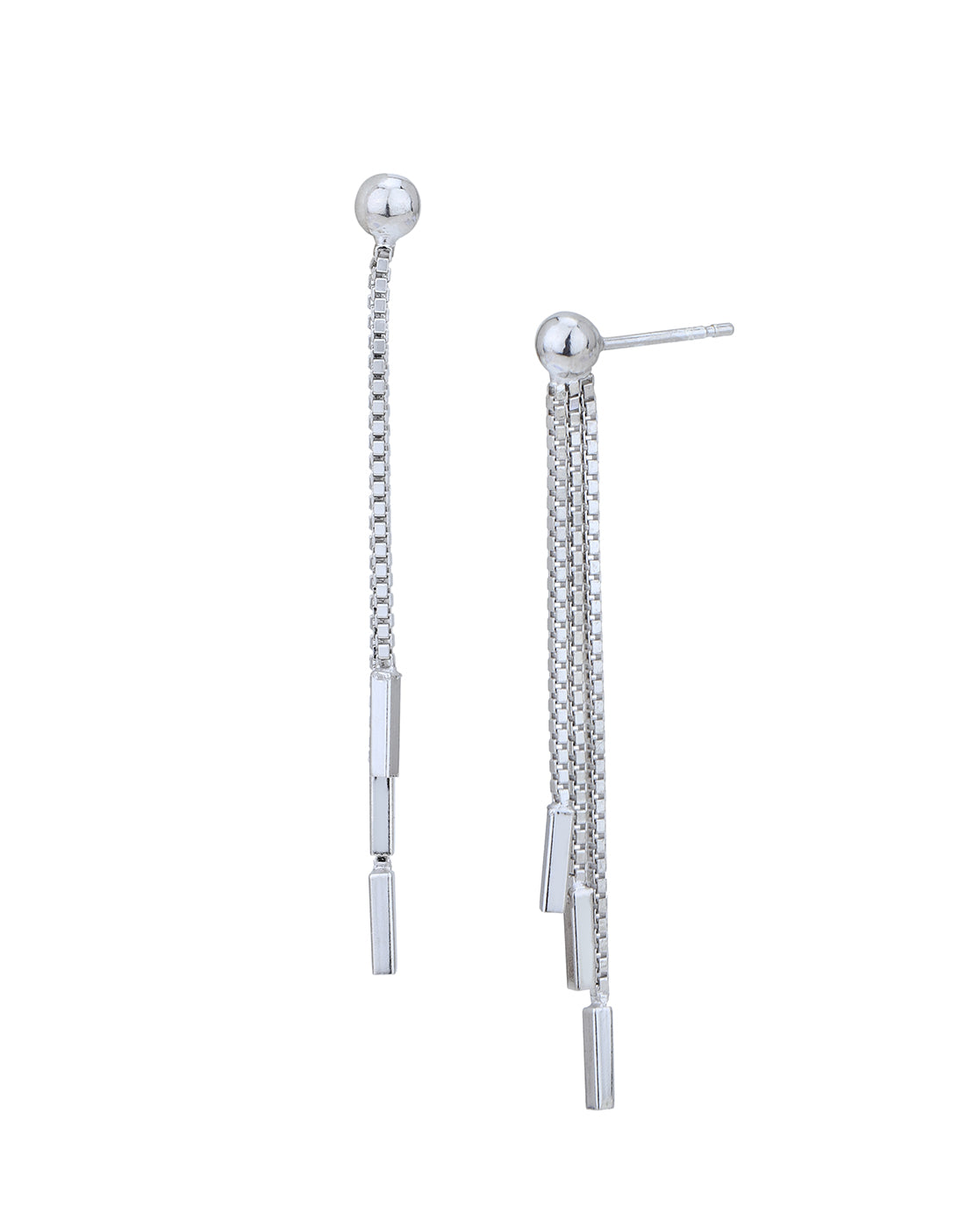 Rhodium Plated Contemporary Drop Earring for women