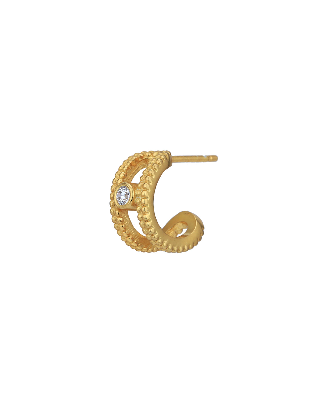 18kt Gold Plated with CZ Half Hoop Earring