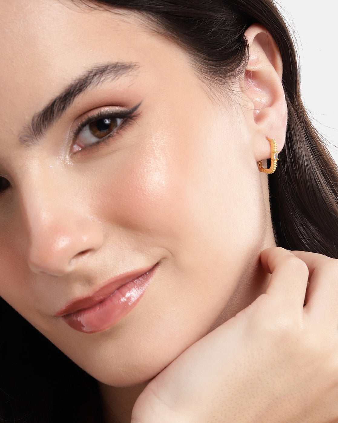 18kt Gold Plated with CZ Hoop Earring