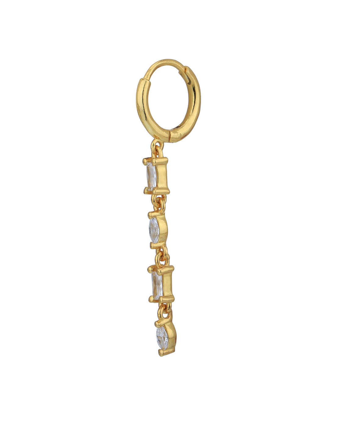 18kt Gold Plated with CZ Dangling Chain Hoop Earring