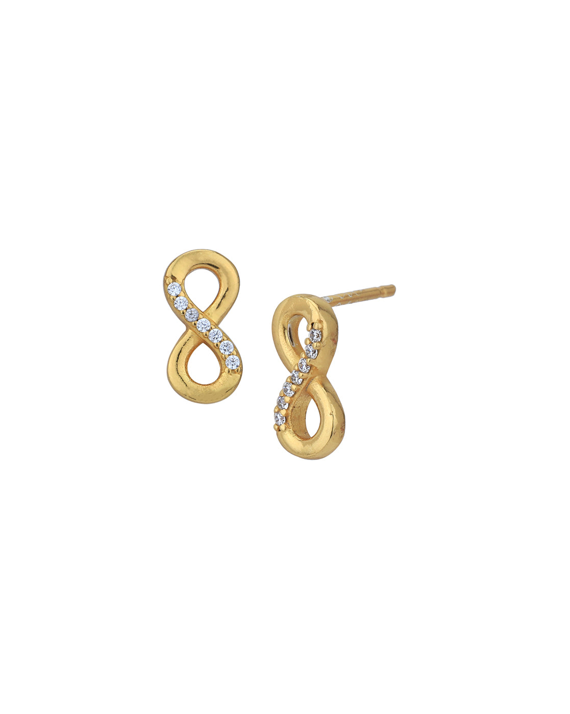 18kt Gold Plated with CZ Infinity Stud Earring