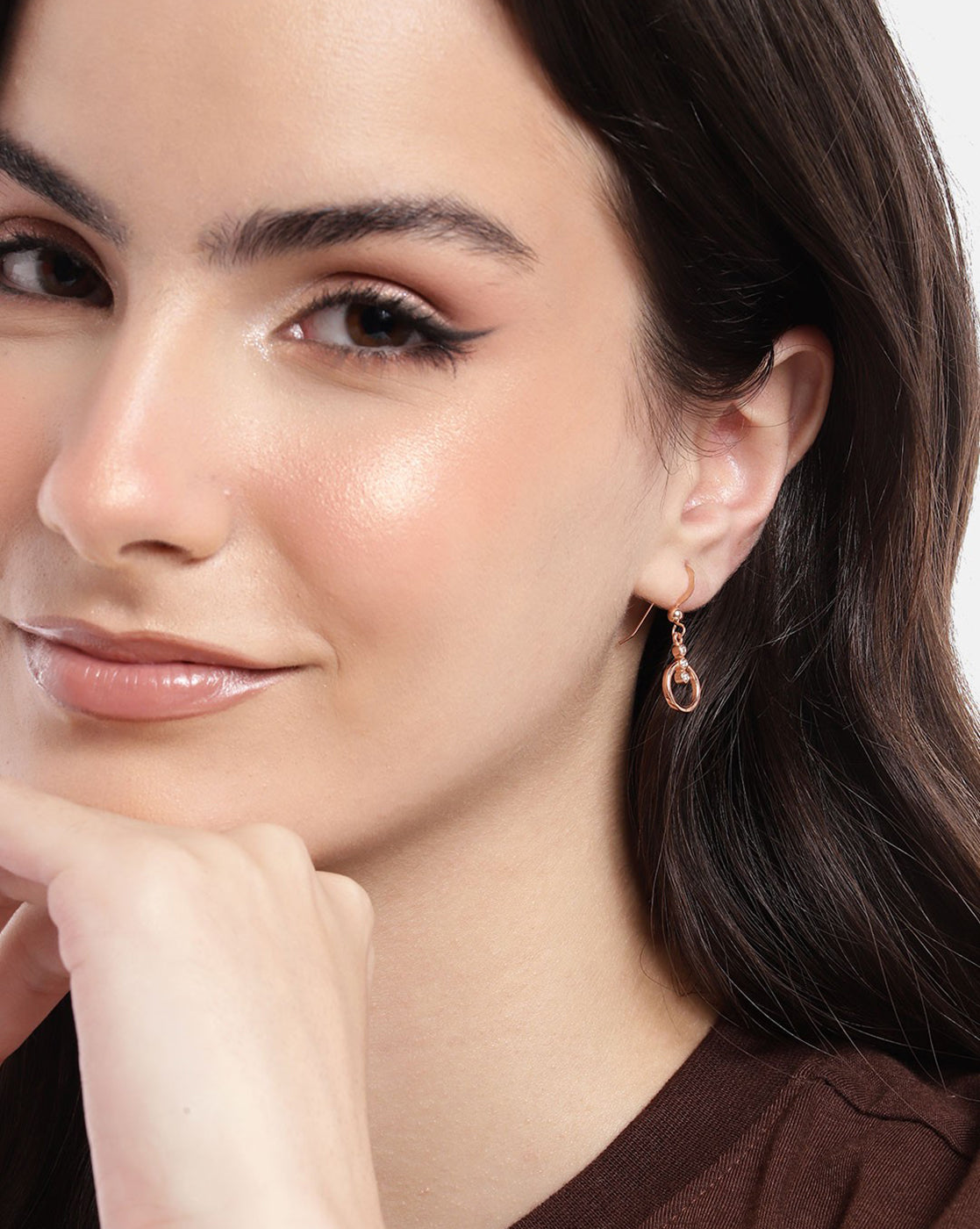 18kt Rose Gold Plated with CZ Drop Earring