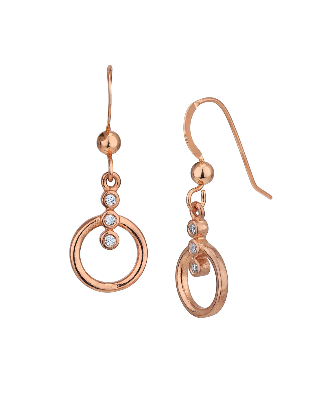 18kt Rose Gold Plated with CZ Drop Earring