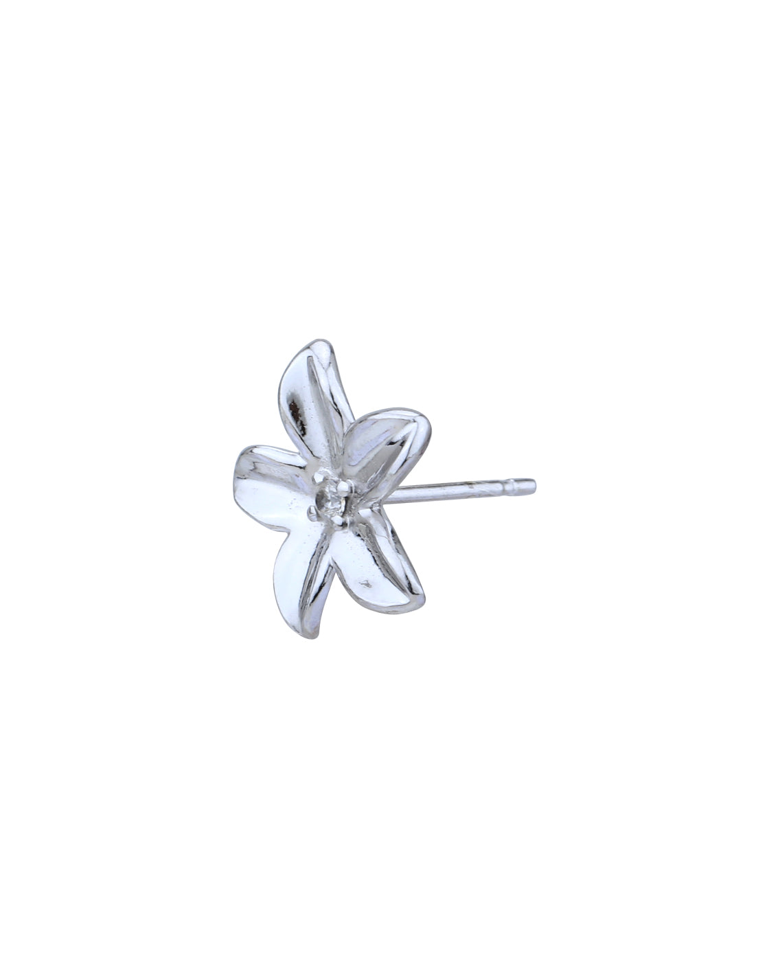 Rhodium Plated Floral Stud Earring