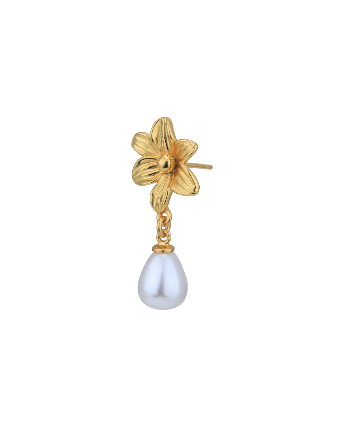 18kt Gold Plated with Pearl Floral Drop Earring