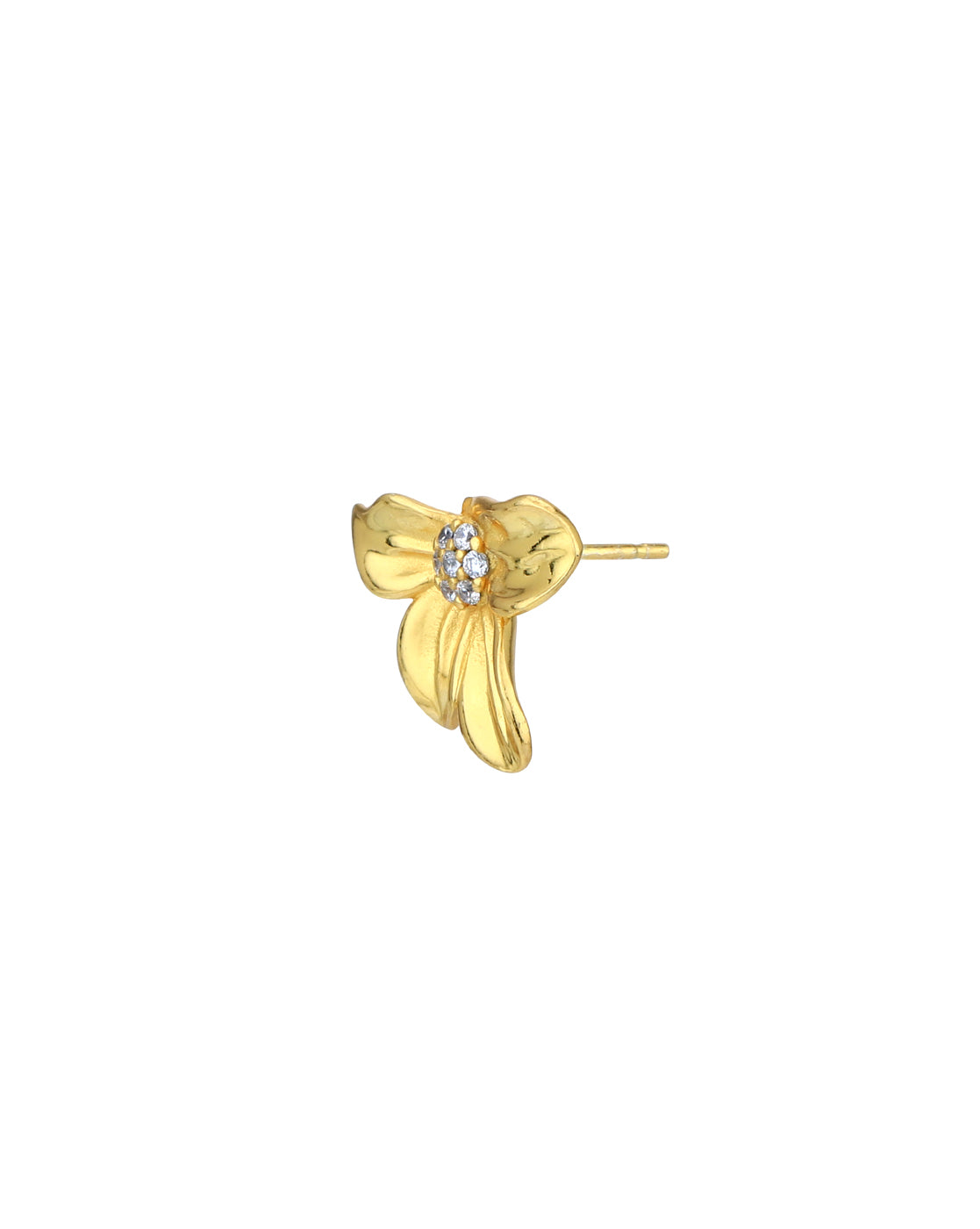 18kt Gold Plated with CZ Floral Bold Stud Earring