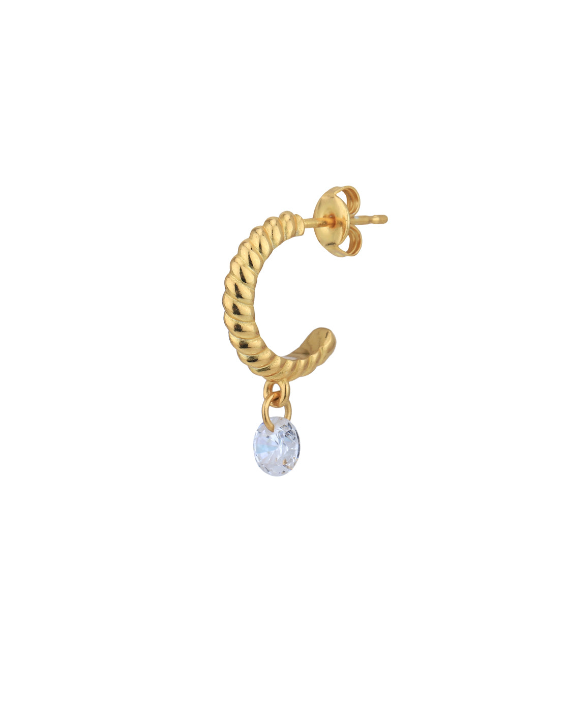 18kt Gold Plated with CZ Half Hoop Earring