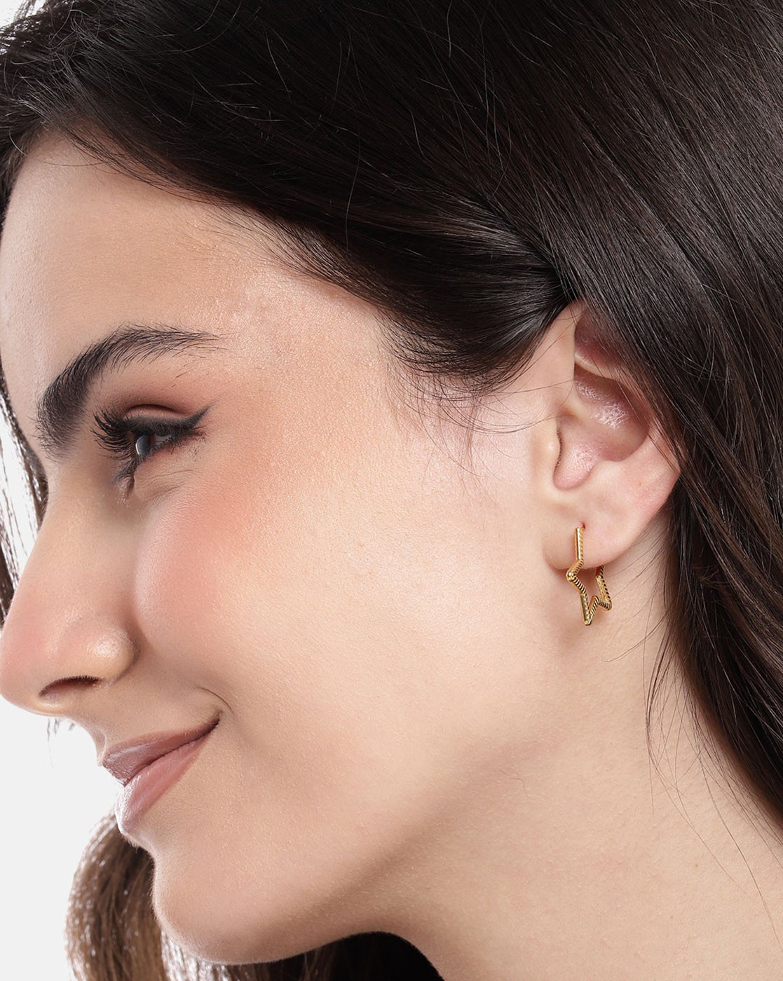 18kt Gold Plated Star Half Hoop Earring
